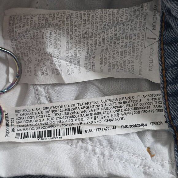 Zara Jeans Womens 12 Blue Straight Leg Cotton Boho Hippie Raw Hem Preppy Denim - Picture 14 of 16